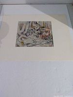 Full view of matted print showing artwork and mat board