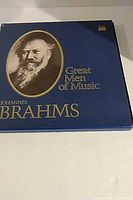 Front of blue Brahms Great Men of Music box