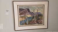 Front view of framed Rene Richard landscape painting