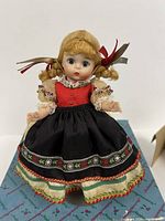 Front view of Polish doll on box lid