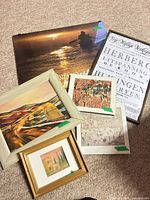 Group shot showing all six framed or matted artworks