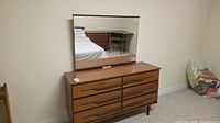 Front view of dresser with attached mirror