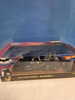 Front angled view of boxed Hot Wheels Batmobile