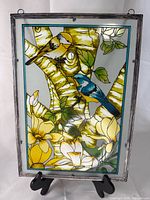 Front view of stained glass panel showing full design