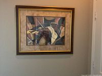 Full view of framed print on wall