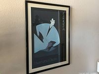 Full view of framed "Tsuruta" print on wall