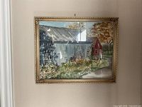 Full view of framed watercolor painting