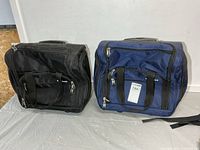 Front view of both Ciao carry-on bags showing colors, size, handles, zippers