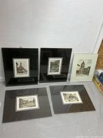 All five framed prints displayed together