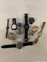 All nine watches laid out