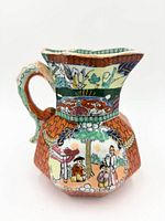 Full left-side view of Mason's Ironstone jug showing pattern and hydra handle