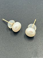 pair of freshwater pearl stud earrings front view