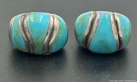 Front view of both sterling silver turquoise earrings