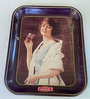 Front view of Coca-Cola flapper girl tray showing full artwork and logo
