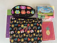Overall lot showing pouches, paper, bead kit and pineapple notecards