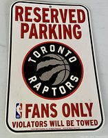Front view of Raptors parking sign