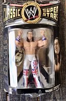 Front view of sealed British Bulldog action figure in Classic Superstars packaging