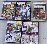 All five Xbox 360 game cases front view