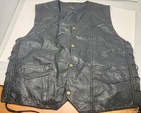 Full front view of black leather vest