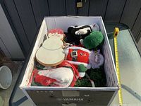 Box view of assorted Christmas items