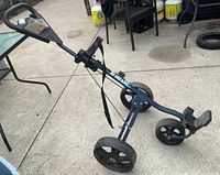 Full view of blue TriTrac golf pull cart