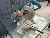 Overall view of Makita 10-inch miter saw on table