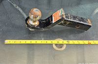 Full view of ball mount with tape measure