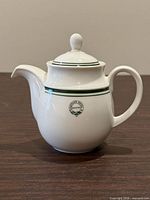 Full side view of teapot showing handle, lid, and overall condition