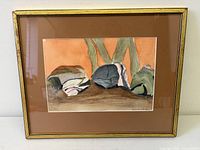 Front view of framed watercolour showing entire artwork, mat and frame