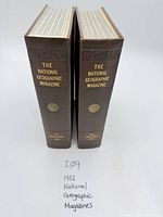 Two bound National Geographic volumes standing spine out