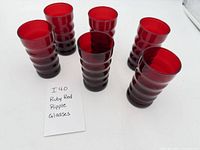 Six ruby red ripple tumblers overview