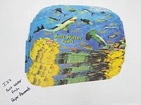 Full stack of Salt Water Fish paper placemats on white surface