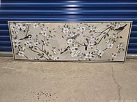 Front view of full canvas showing bird and blossom design