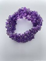 Amethyst chip stretch bracelet coiled view