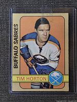 Front view of Tim Horton #197 O-Pee-Chee card in holder