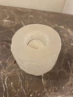 Top view showing cylindrical selenite holder with tea light inside