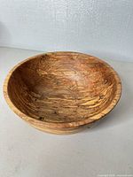 Top view of ambrosia maple bowl interior showing grain and pinholes