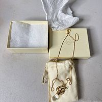 Necklace beside Lenox box, pouch, tissue