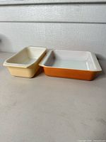 Top view of both dishes showing colors and interiors