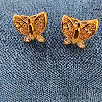 front view of both butterfly earrings showing rhinestones