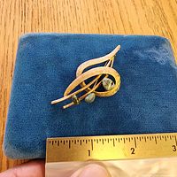 Front view showing abstract design and stones with scale