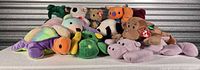 Group shot of all Ty plush toys piled together