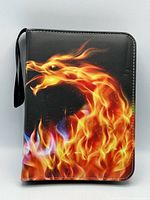 Front cover showing fire dragon artwork and wrist strap