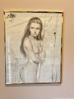 Full view of framed nude print