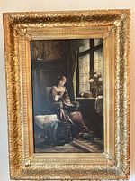 Frontal view of framed Victorian oil painting