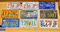 All nine license plates laid out