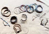 All bracelets laid out showing quantity, styles and colours