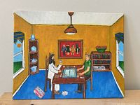 Front view of the Phil Webb oil painting showing entire artwork