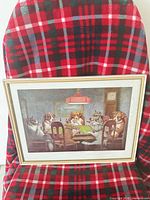 Frontal view of entire framed Dogs Playing Poker print