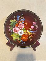 Front view of porcelain plate on stand